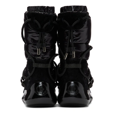 Shop Moncler Black Cora Strappy Puffer Boots In 999 Black