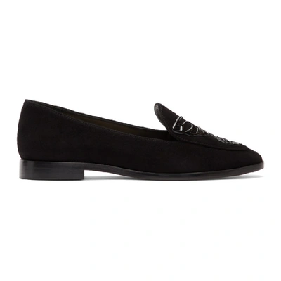 Shop Sophia Webster Black Suede Butterfly Loafers