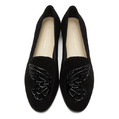 Shop Sophia Webster Black Suede Butterfly Loafers