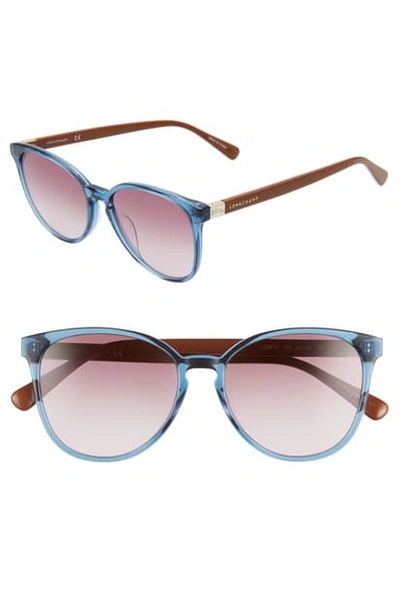 Shop Longchamp Le Pliage 53mm Gradient Cat Eye Sunglasses In Petrol Brick/ Brown