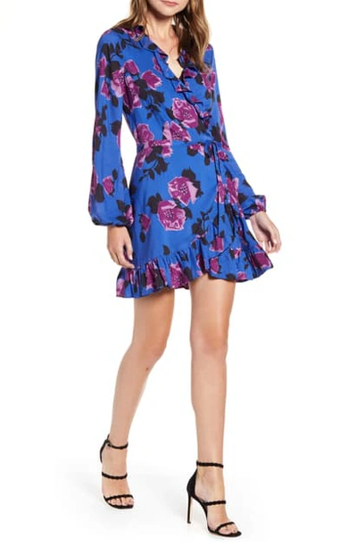 Shop Paige Shawna Ruffle Wrap Dress In True Blue/ Smokey Grape