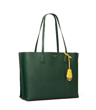 Shop Tory Burch Perry Triple-compartment Tote Bag In Pine Tree
