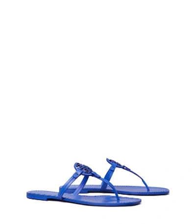 Shop Tory Burch Mini Miller Leather Thong Sandal In Nautical Blue