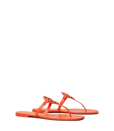 Shop Tory Burch Mini Miller Leather Thong Sandal In Pink