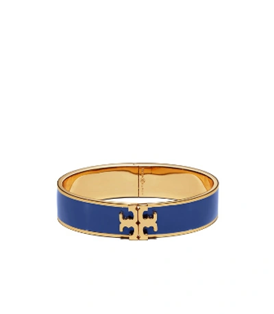 Shop Tory Burch Kira Enameled Bracelet In Tory Gold/nautical Blue