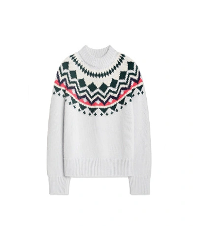 Shop Tory Sport Tory Burch Performance Merino Fair Isle Sweater In Blue Silk Fair Isle