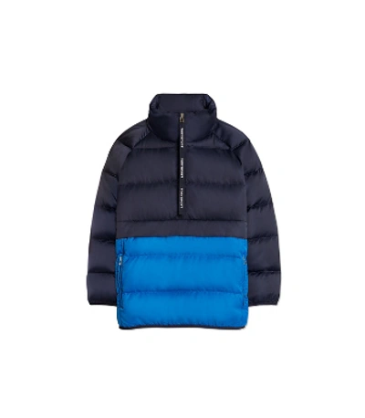 Shop Tory Sport Tory Burch Packable Performance Satin Down Jacket In Tory Navy/galleria Blue