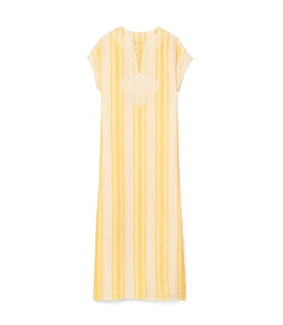 Shop Tory Burch Awning Stripe Caftan In Sunny