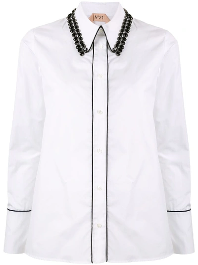Shop N°21 Beaded Collar Shirt In White