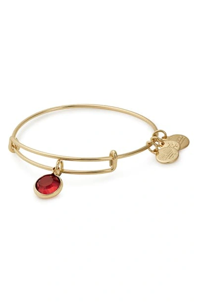 Shop Alex And Ani Color Code Adjustable Wire Bangle In January - Scarlet/ Gold