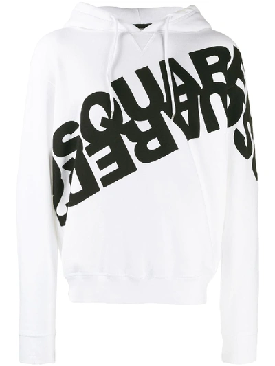 Shop Dsquared2 Double Logo Printed Hoodie In White