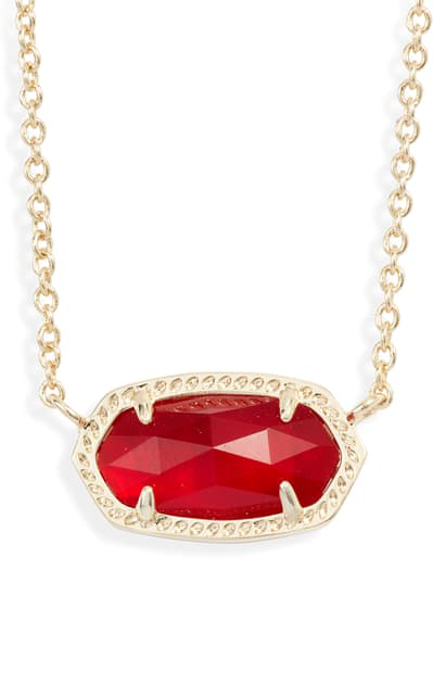 Kendra Scott Elisa Pendant Necklace In Gold/ Cherry Red Illusion | ModeSens