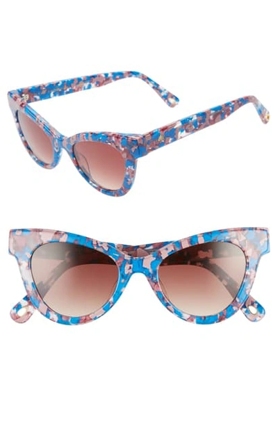 Shop Lele Sadoughi Uptown 47mm Cat Eye Sunglasses In Sunset Blue/ Smokey Brown