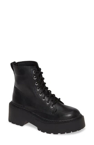 Shop Steve Madden Slasher Combat Platform Boot In Black