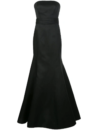 Shop Carolina Herrera Strapless Fishtail Floor-length Gown In Black