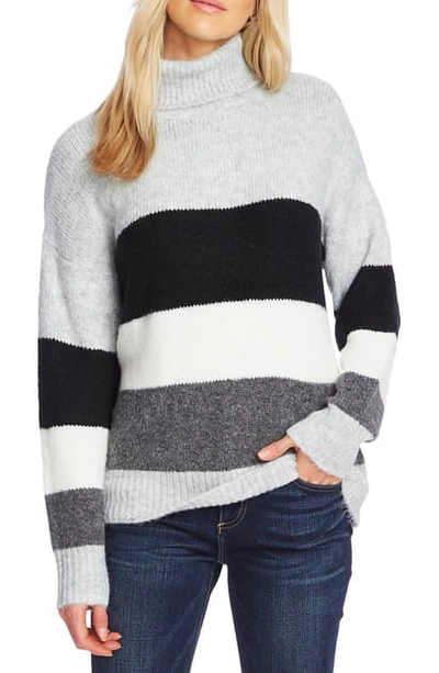 Shop Vince Camuto Colorblock Turtleneck Sweater In Rich Black