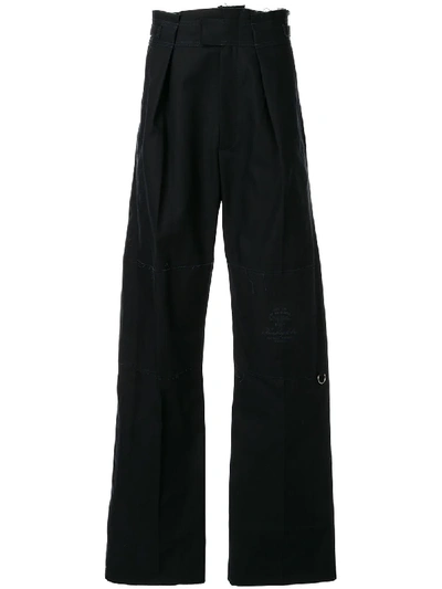 Shop Raf Simons Wide-leg High-waisted Trousers In Blue