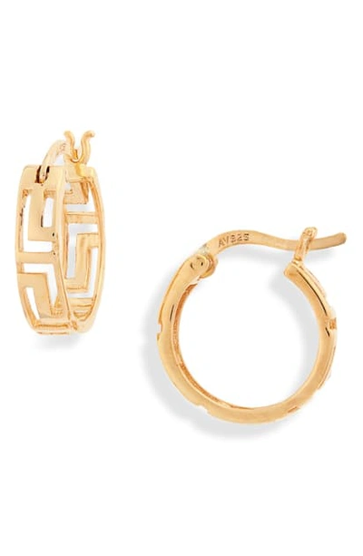 Shop Argento Vivo Greek Key Cutout Hoop Earrings In Gold