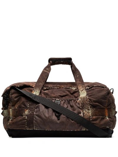 Shop Stone Island Mottled Camo Print Holdall Bag In Brown