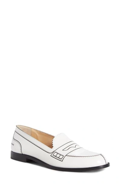 Shop Christian Louboutin Mocalaureat Graphic Loafer In White/ Navy