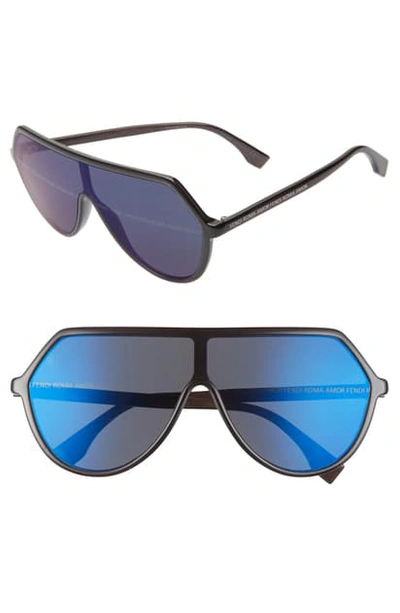 Shop Fendi 135mm Shield Sunglasses In Grey/ Dk Grey Gradient