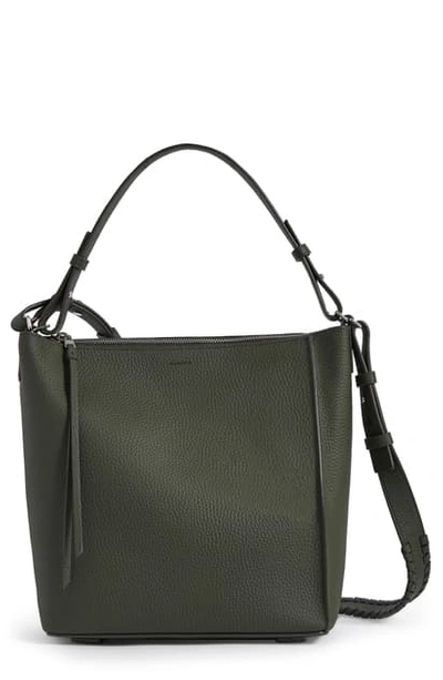 Shop Allsaints Kita Leather Shoulder/crossbody Bag In Khaki Green