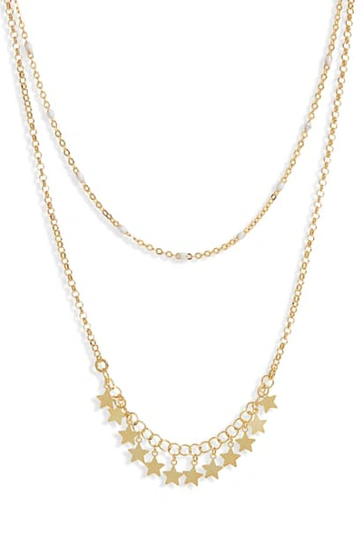 Shop Argento Vivo Layered Star & Enamel Bead Chain Necklace In Gold