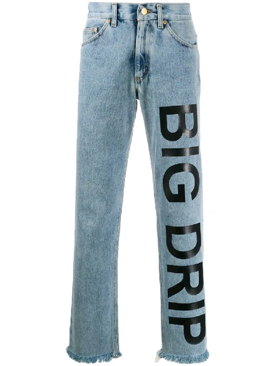 Shop Duo Jeans Mit "big Drip"-print In Blue