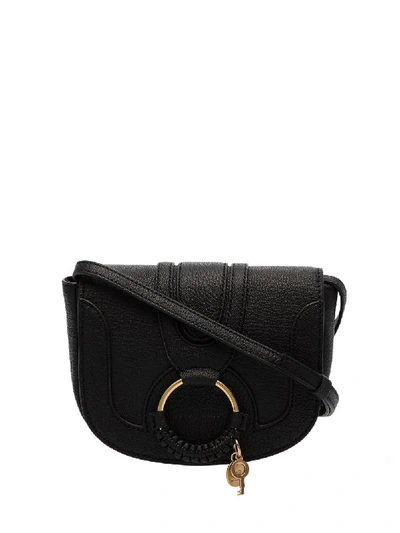 Shop Chloé Hana Ring Detail Shoulder Bag In Black