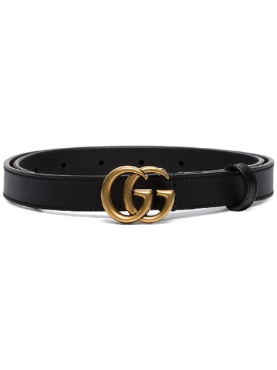 Shop Gucci Marmont Logo Plaque Belt In Black