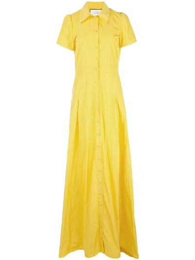 Shop Alexis Felicity Short Sleeve Long Gown In Yellow