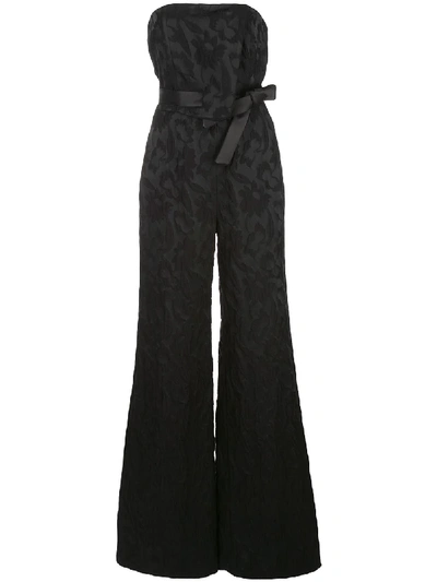 Shop Alexis Venetia Strapless Jacquard Jumpsuit In Black