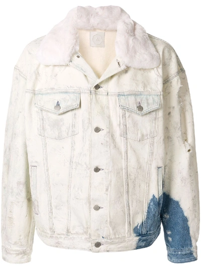 Shop Alchemist Faux-fur Trim Denim Jacket In Blue