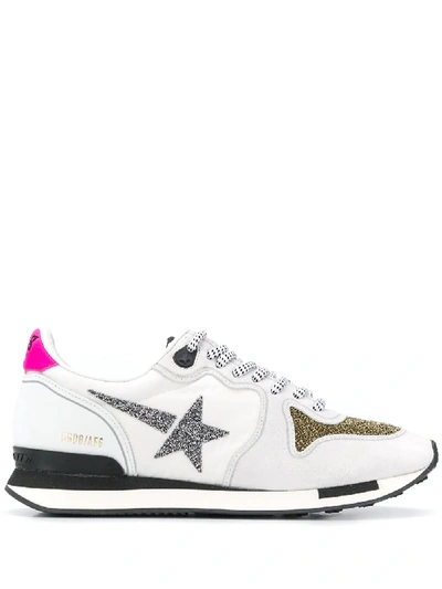 Shop Golden Goose Running Sole Glitter Sneakers In White