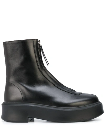 ZIP-FRONT ANKLE BOOTS