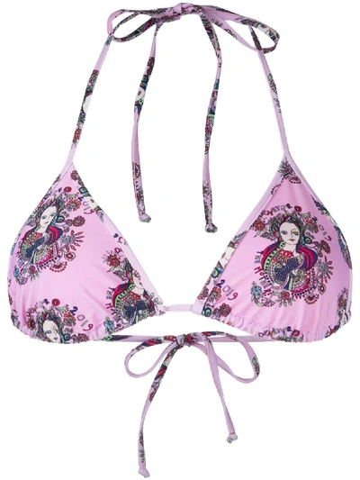 Shop La Doublej Triangle Bikini Top In Pink