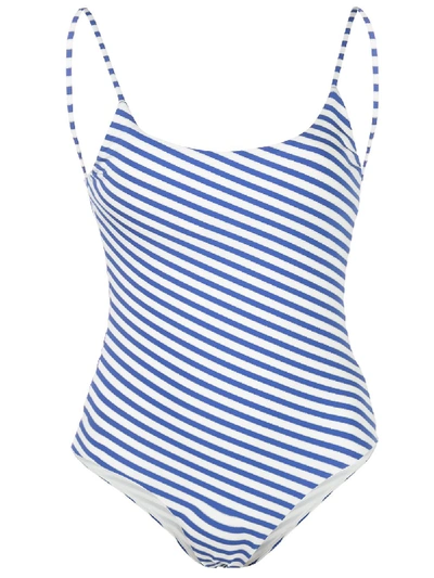 Shop Onia Gabriella Stripe Print Swimsuit In Blue