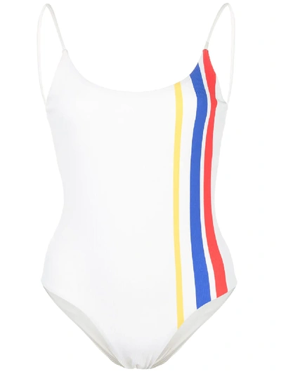 Shop Onia Gabriella Stripe Print Swimsuit In White