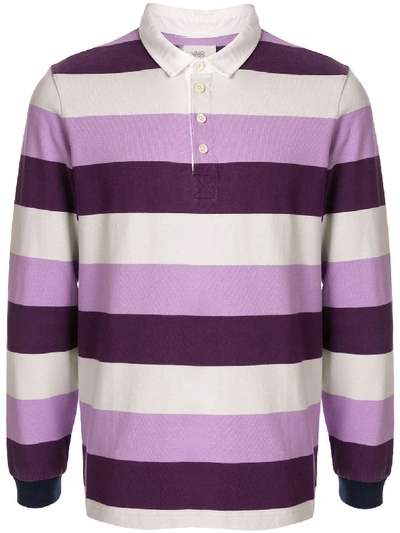 Shop Kent & Curwen Striped Pattern Polo Shirt In Purple