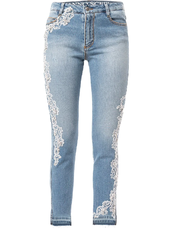 Ermanno Scervino Lace-appliqué Skinny Jeans In Blue | ModeSens