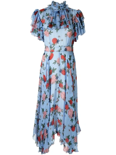 Shop Macgraw Sentimental Floral-print Dress In Blue