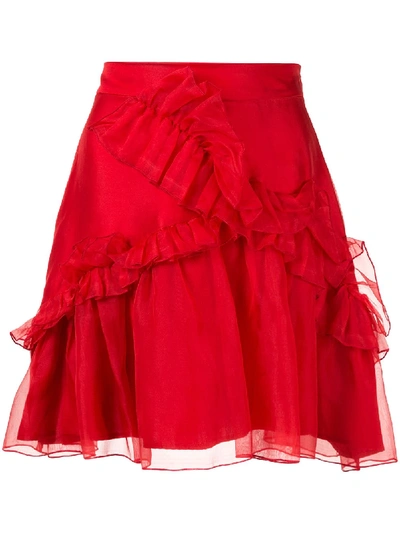 Shop Macgraw Souffle Skirt In Red
