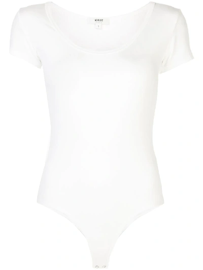 Shop Agolde Scoop Neck Bodysuit In White