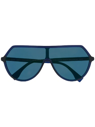 Shop Fendi Oversized Frame Sunglasses In Blue