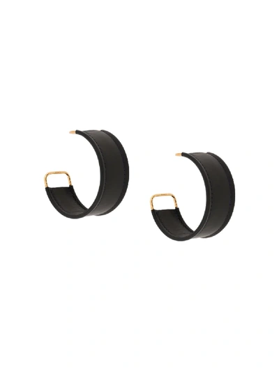 Shop Jacquemus Bangle-style Hoop Earrings In Black