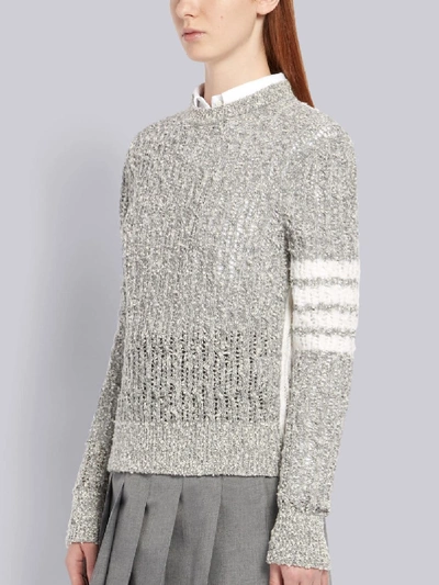 Shop Thom Browne 4-bar Open Stitch Pullover In Grey