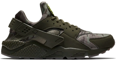 Pre-owned Nike  Air Huarache Run Camo Green In Cargo Khaki/volt-sequoia-gum Dark Brown