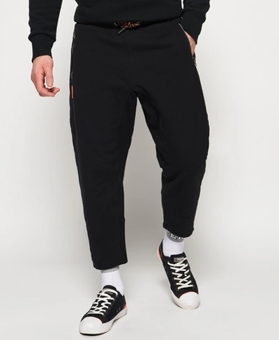 Shop Superdry Cropped Loopback Joggers In Black