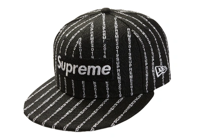 Pre-owned Supreme  Text Stripe New Era Cap Black