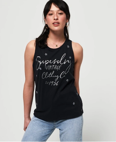 Shop Superdry Meadow Rock Tank Top In Black